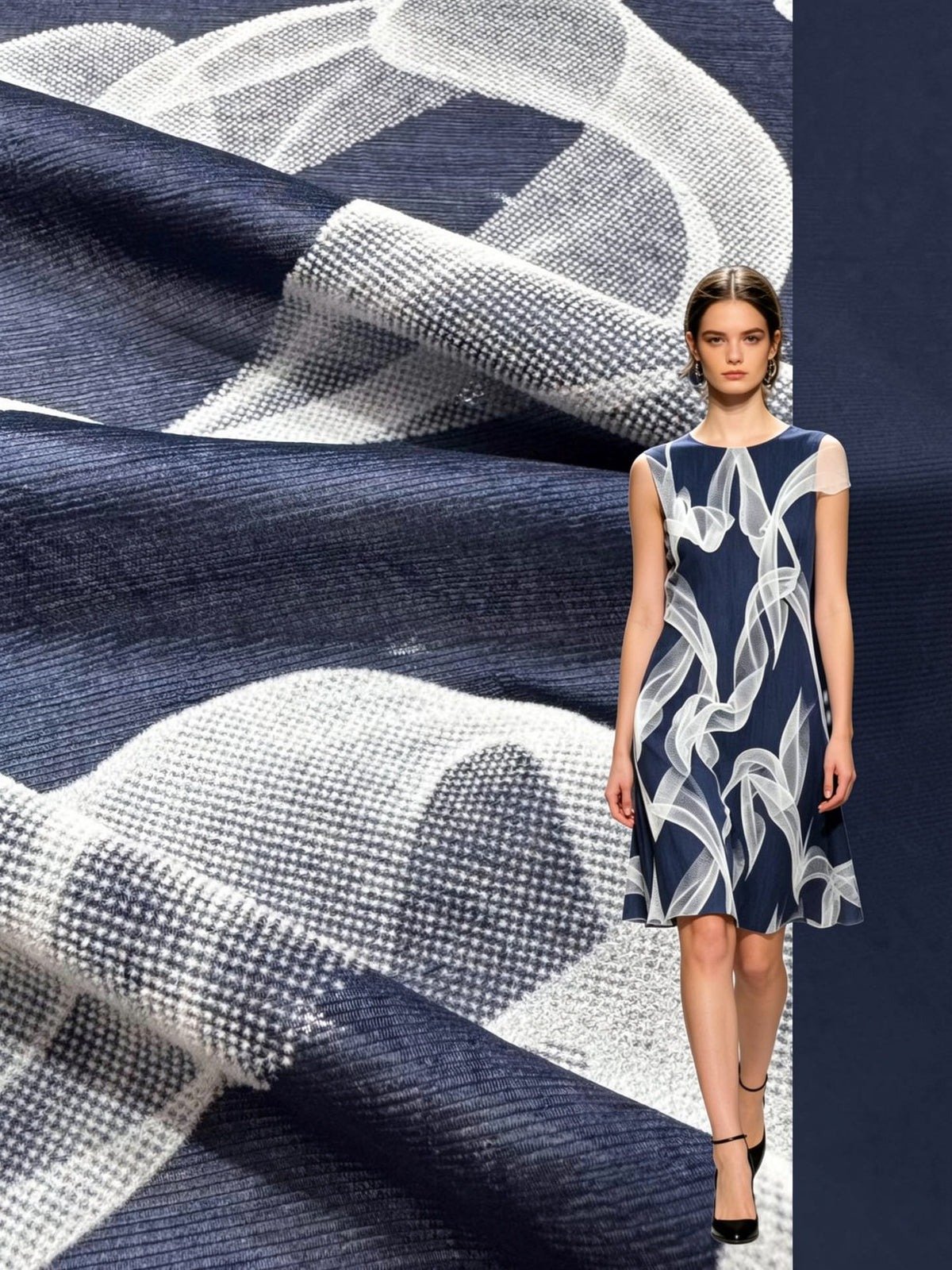Acetate Flock - Navy Ribbon