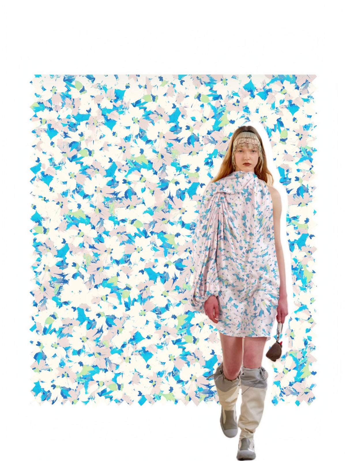 Acetate Stripe - Blue Ink-Wash Floral