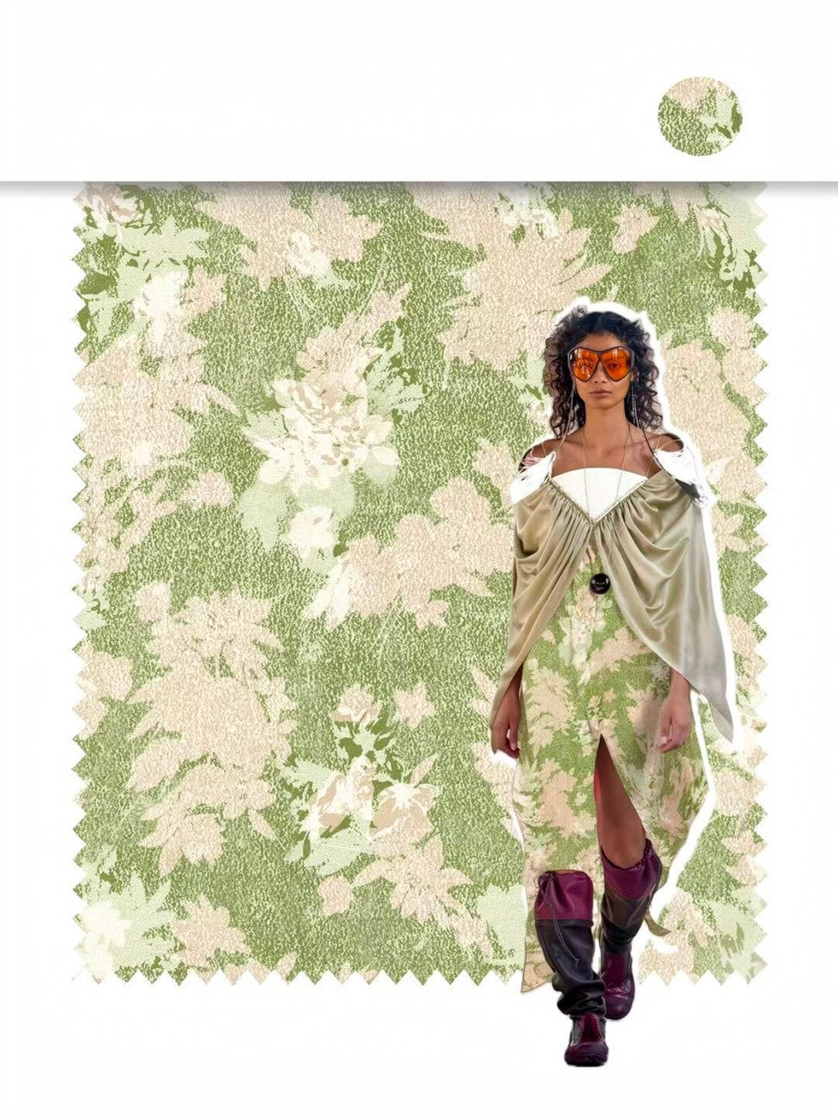 Acetate Stripe - Sage Floral